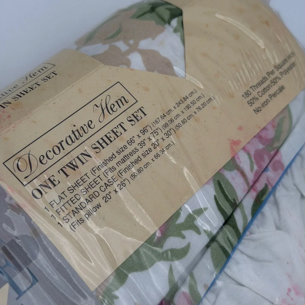 Vintage JCPenney The Home Collection Amanda Floral Twin Sheet Set Pink Rose NEW
